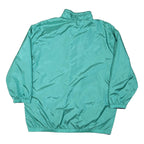 Womens Green Nylon Button Jacket L Plain Lightweight Casual Retro Style