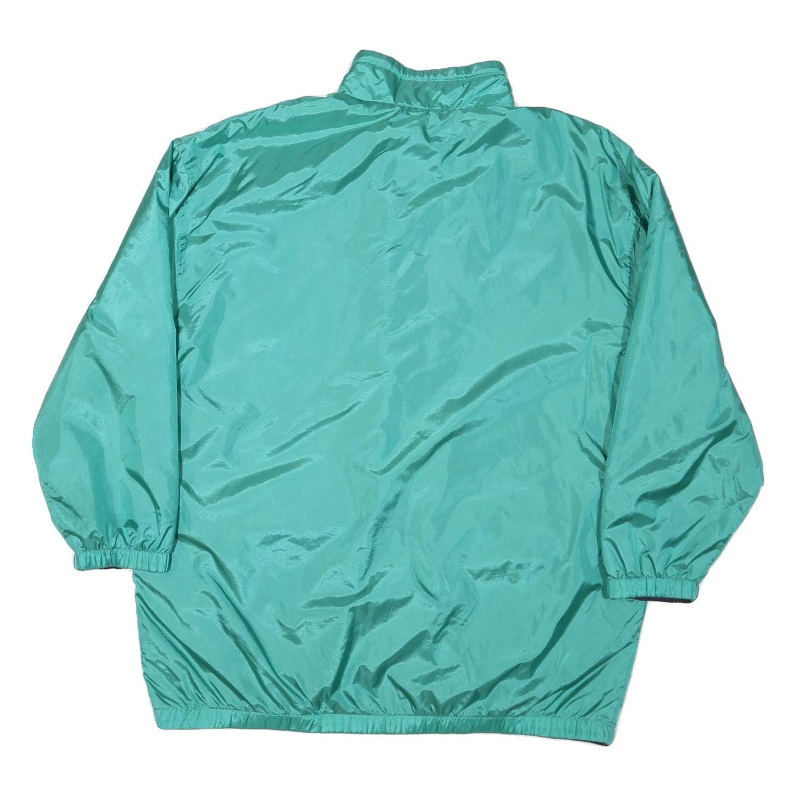 Womens Green Nylon Button Jacket L Plain Lightweight Casual Retro Style