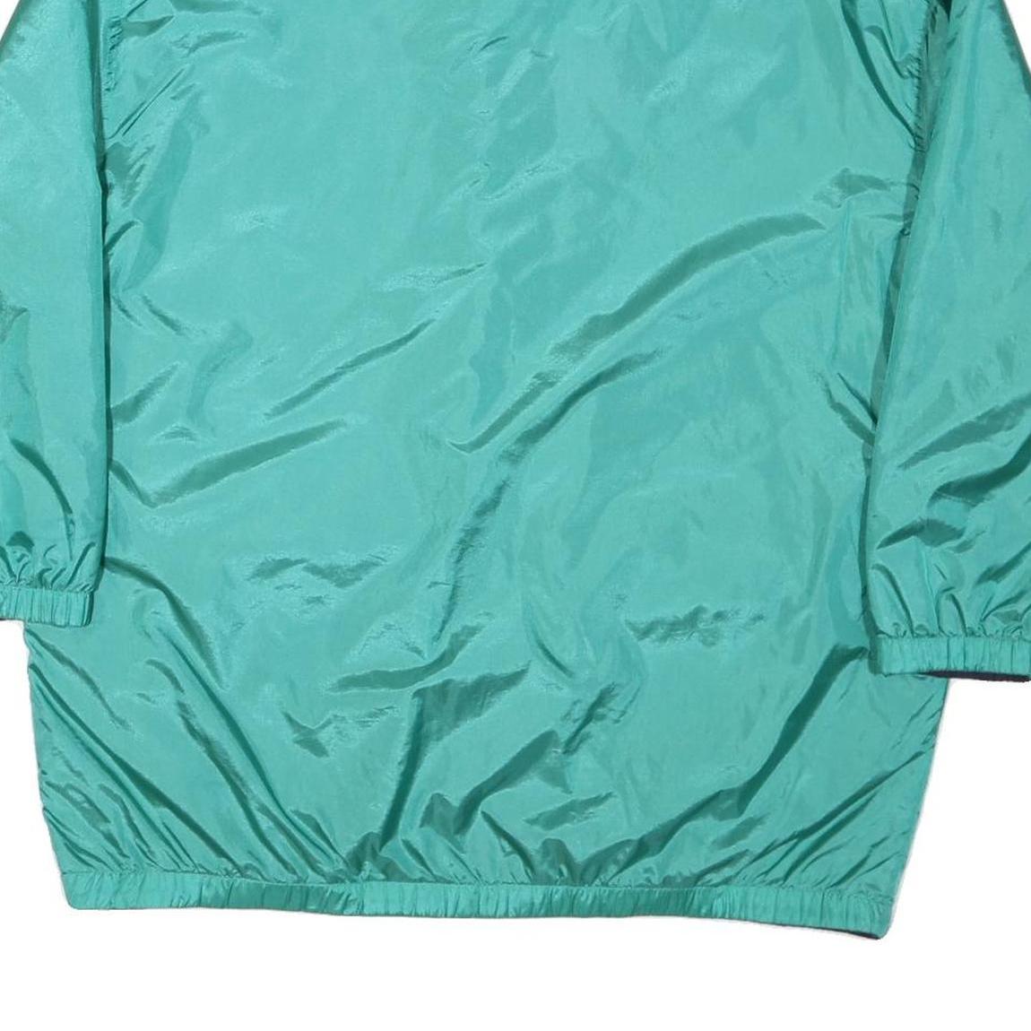 Womens Green Nylon Button Jacket L Plain Lightweight Casual Retro Style