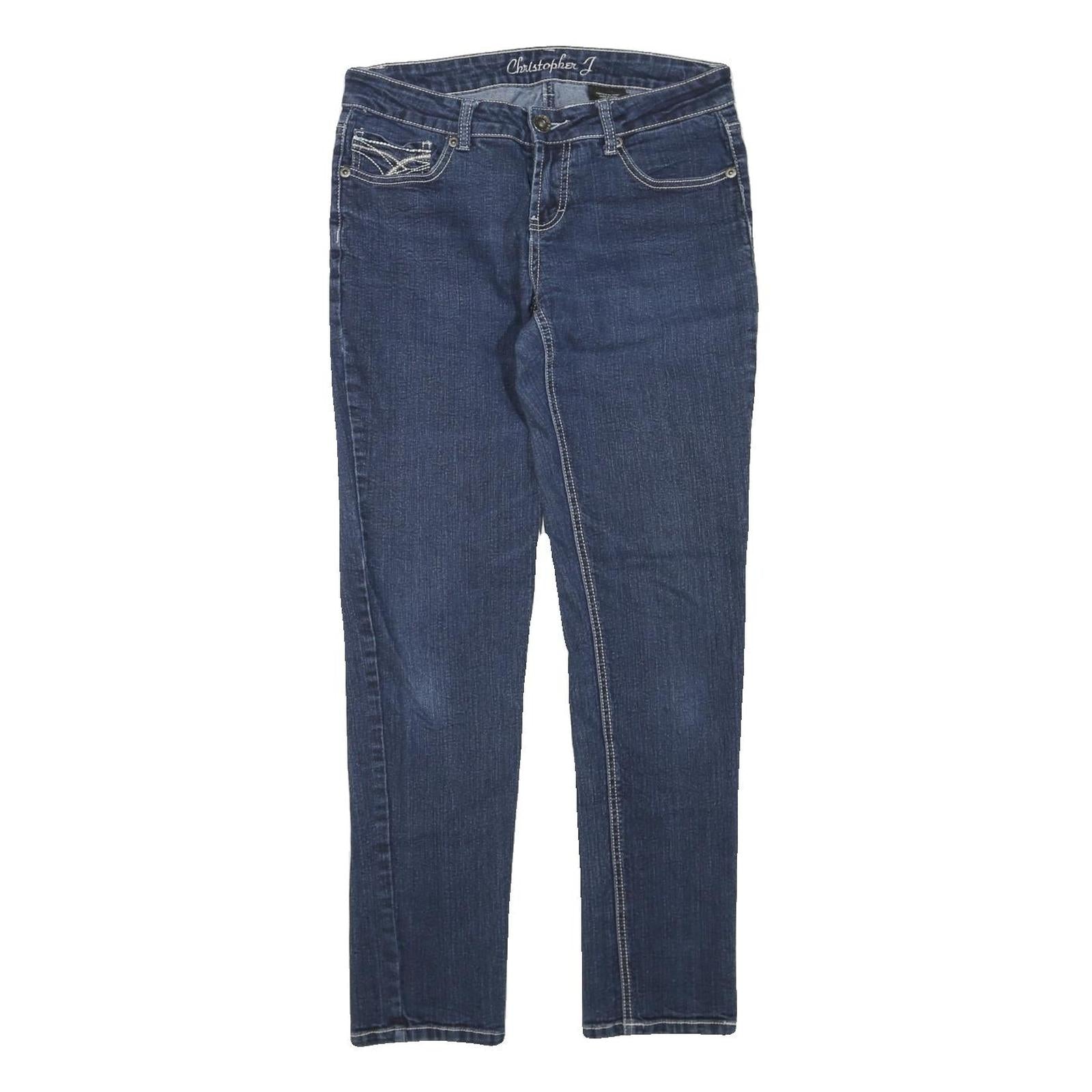 CHRISTOPHER J Womens Jeans Blue Regular Straight Denim Medium W32 L30 Stylish