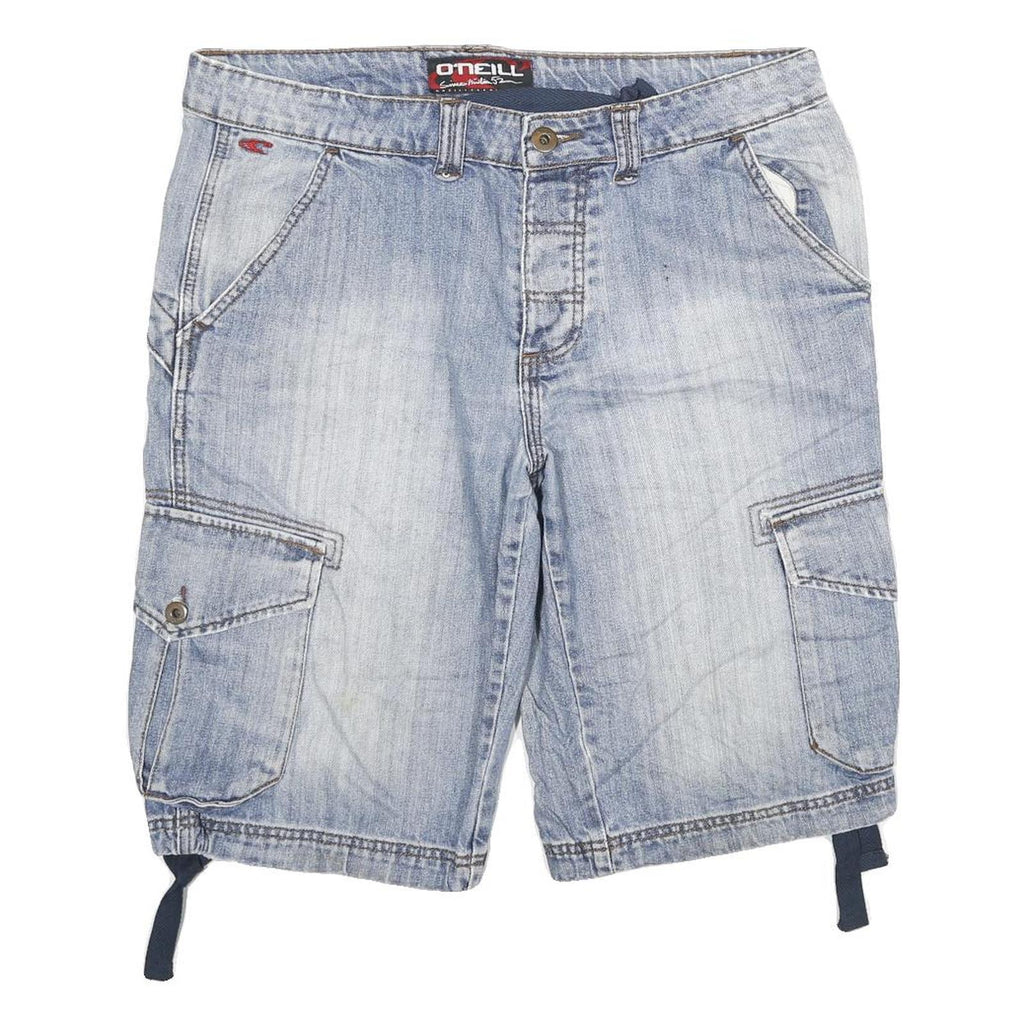 O'NEILL Mens Shorts Blue Cargo Regular 2XL W36 Light Wash Cotton Blend