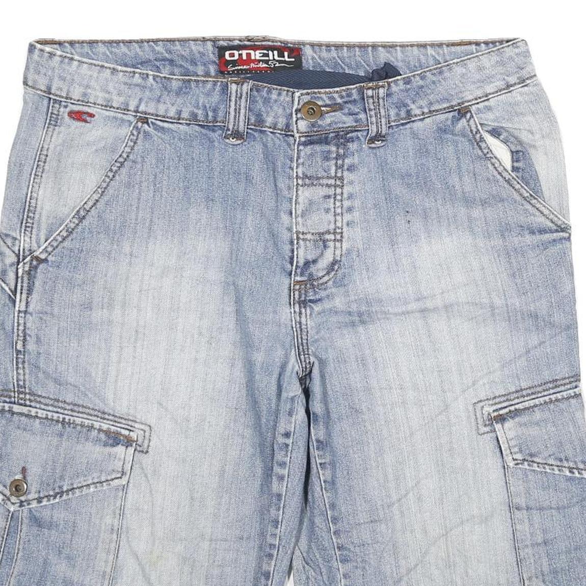 O'NEILL Mens Shorts Blue Cargo Regular 2XL W36 Light Wash Cotton Blend