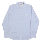 TED BAKER Mens Blue & White Check Shirt L Cotton Blend Long Sleeve Formal