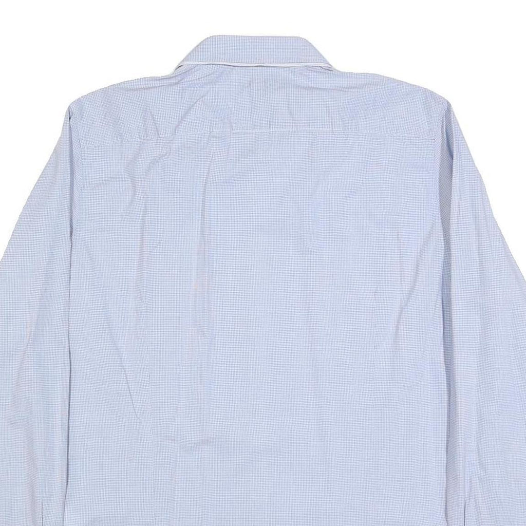 TED BAKER Mens Blue & White Check Shirt L Cotton Blend Long Sleeve Formal