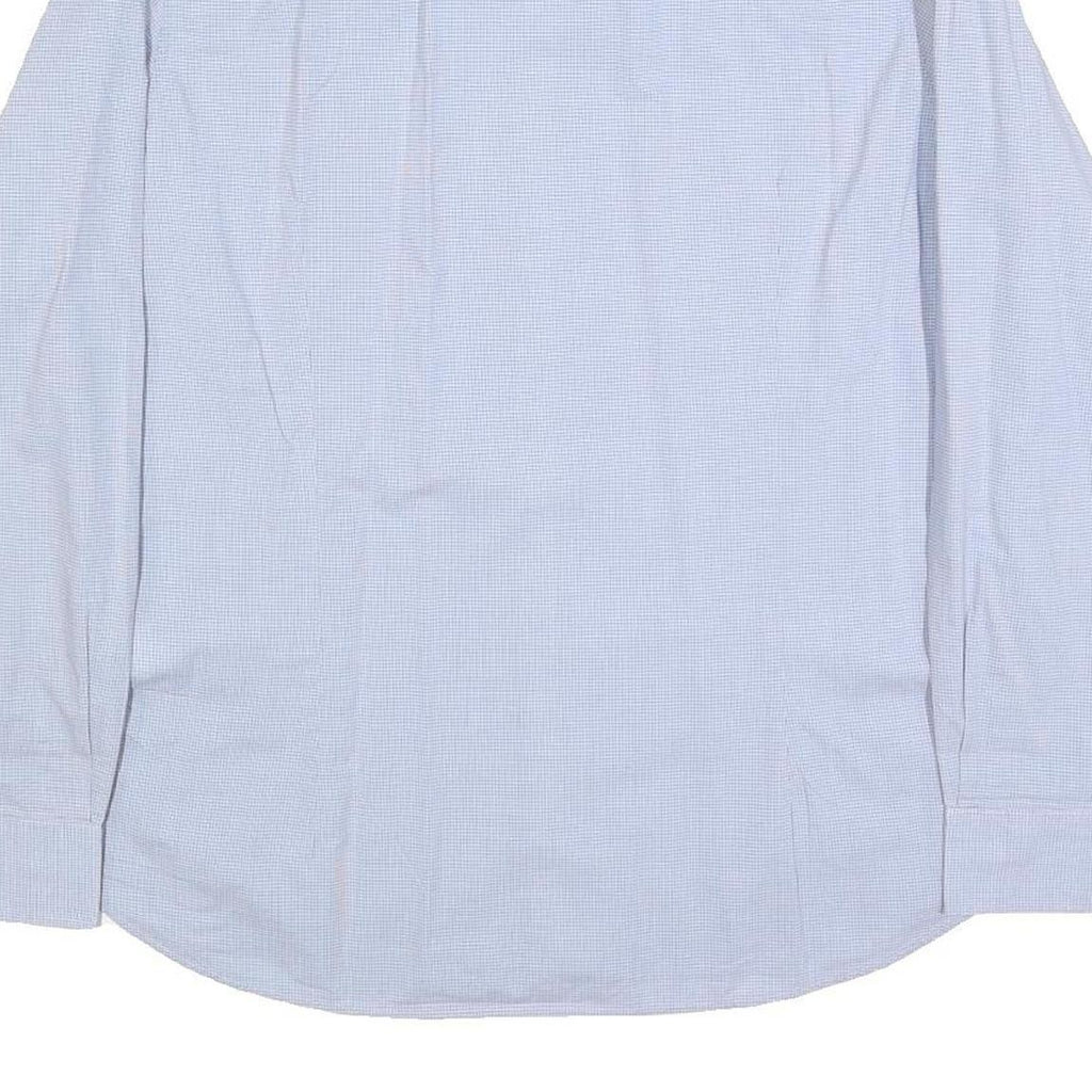 TED BAKER Mens Blue & White Check Shirt L Cotton Blend Long Sleeve Formal