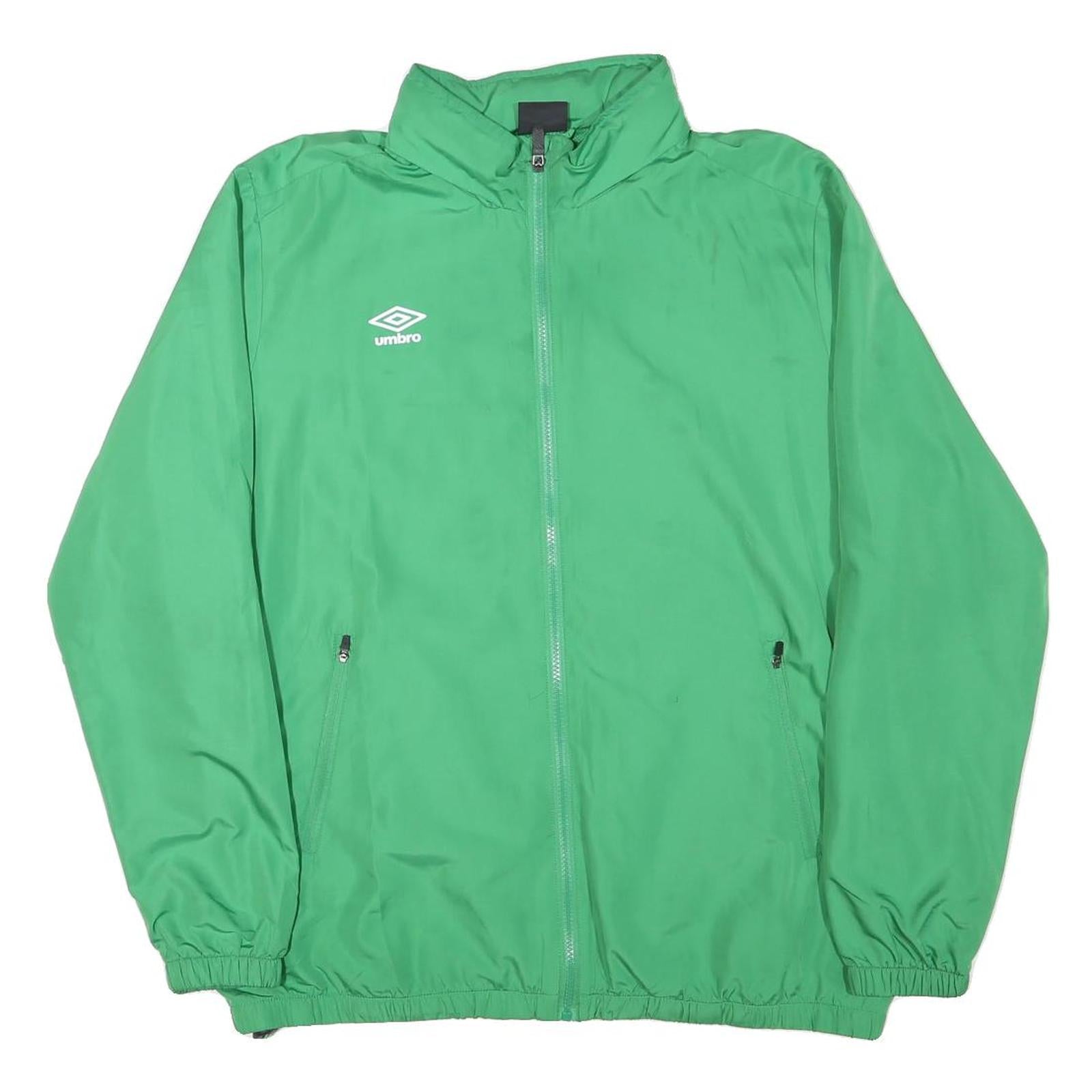 UMBRO Mens Green Zip Up Jacket L Polyester Blend Sportswear Lightweight Casual
