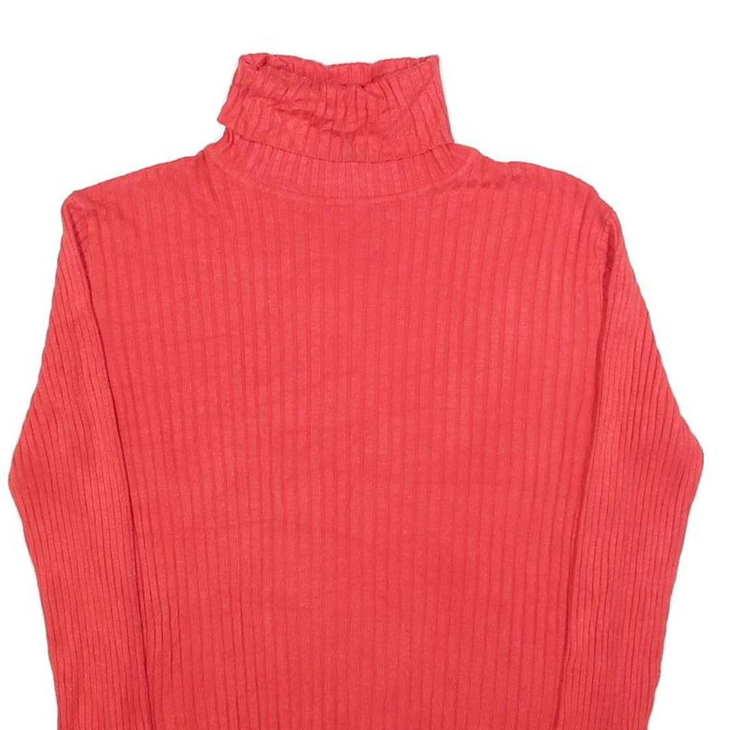 TWIK Womens Red Plain Rib Knit Roll Neck Pullover Jumper L Lightweight Warm