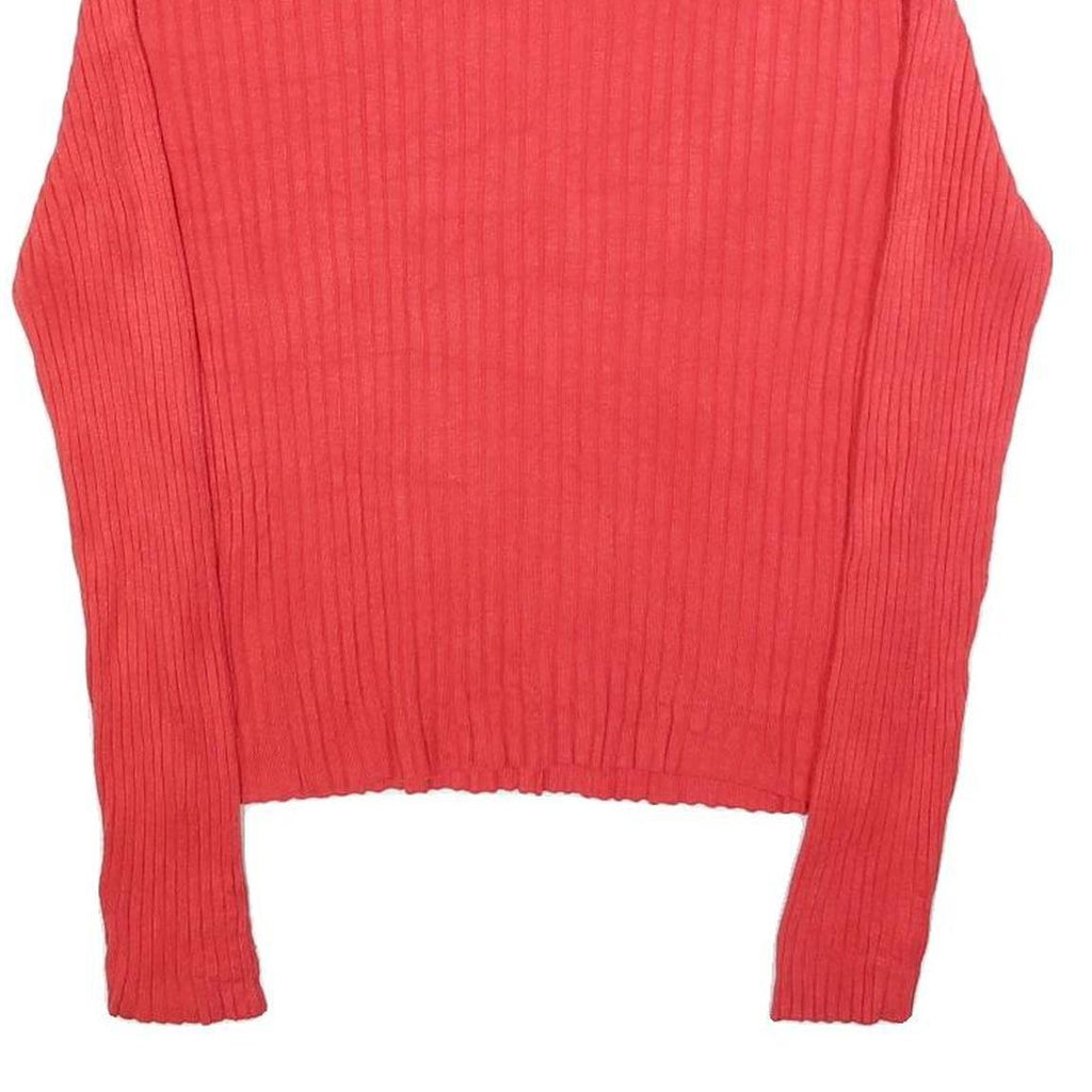 TWIK Womens Red Plain Rib Knit Roll Neck Pullover Jumper L Lightweight Warm