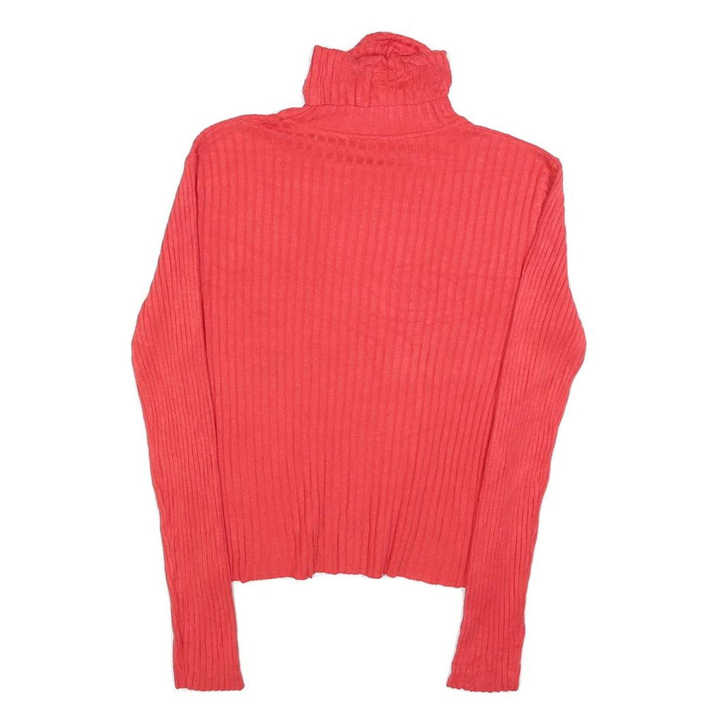 TWIK Womens Red Plain Rib Knit Roll Neck Pullover Jumper L Lightweight Warm