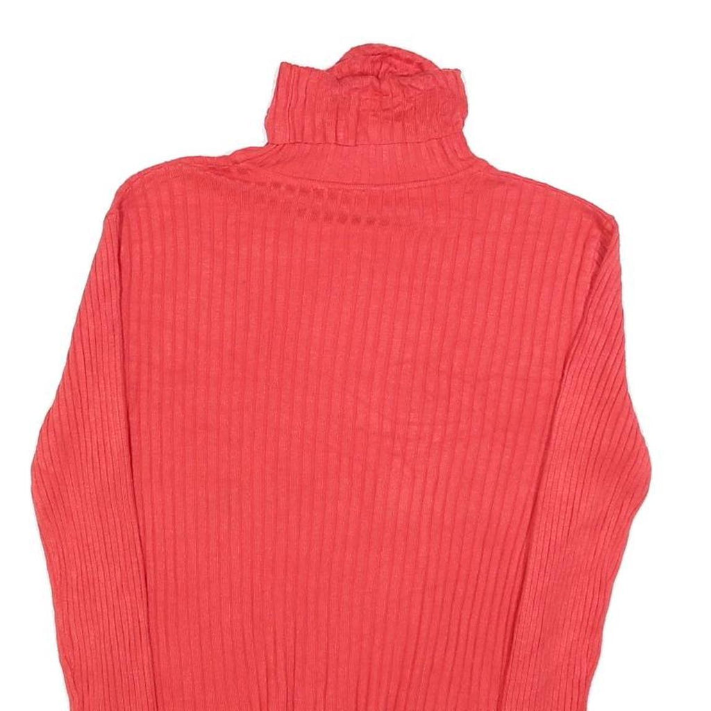 TWIK Womens Red Plain Rib Knit Roll Neck Pullover Jumper L Lightweight Warm