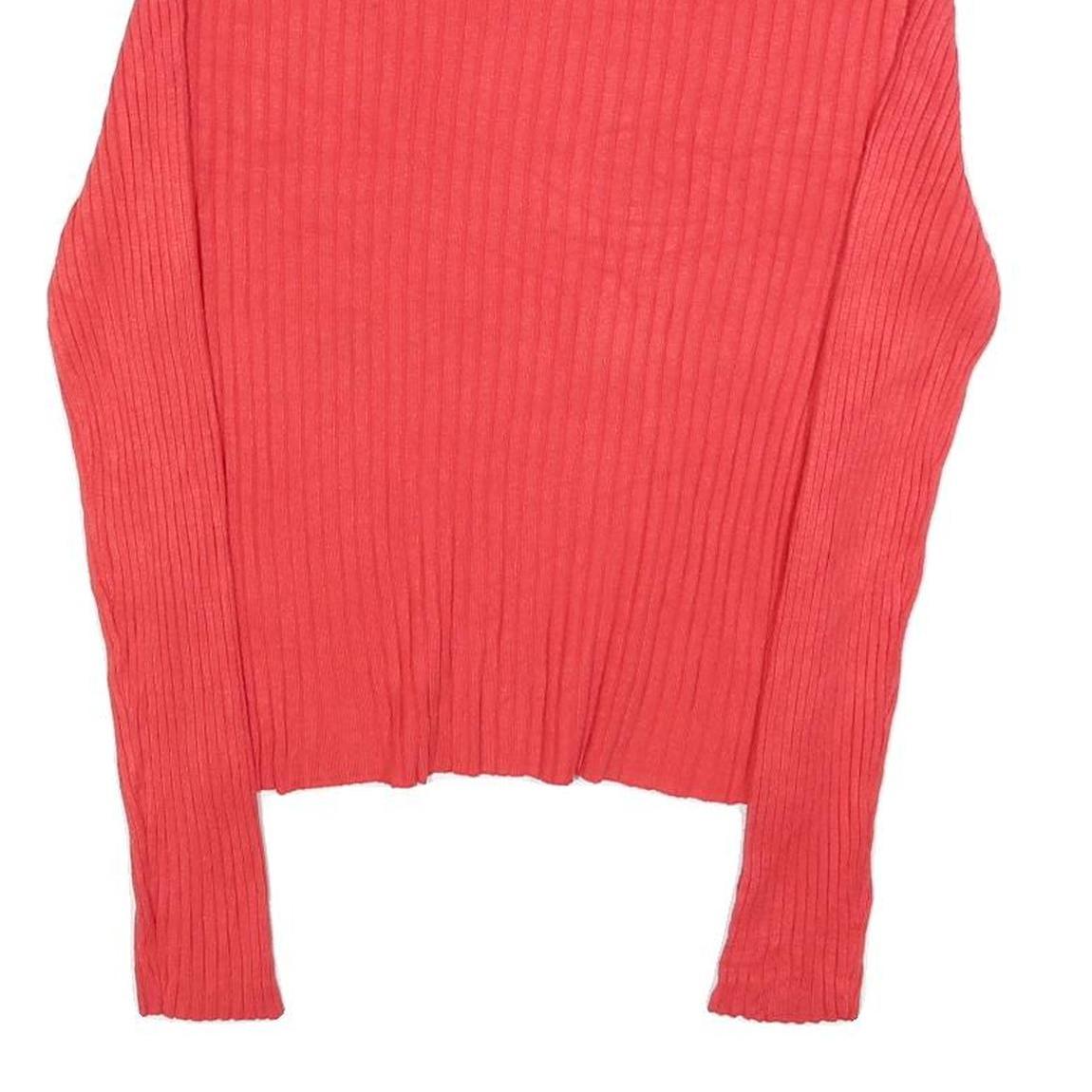 TWIK Womens Red Plain Rib Knit Roll Neck Pullover Jumper L Lightweight Warm