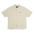 NAUTICA Mens Yellow & Cream Check Shirt XL Cotton Blend Casual Comfort