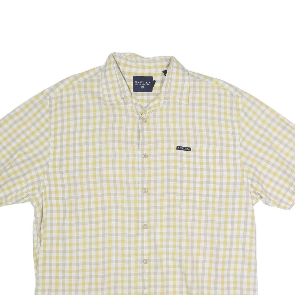 NAUTICA Mens Yellow & Cream Check Shirt XL Cotton Blend Casual Comfort