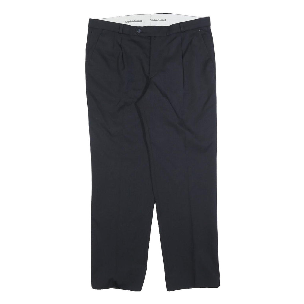 KINGFIELD Mens Wool Blend Navy Relaxed Straight Trousers W36 L30 Formal Smart