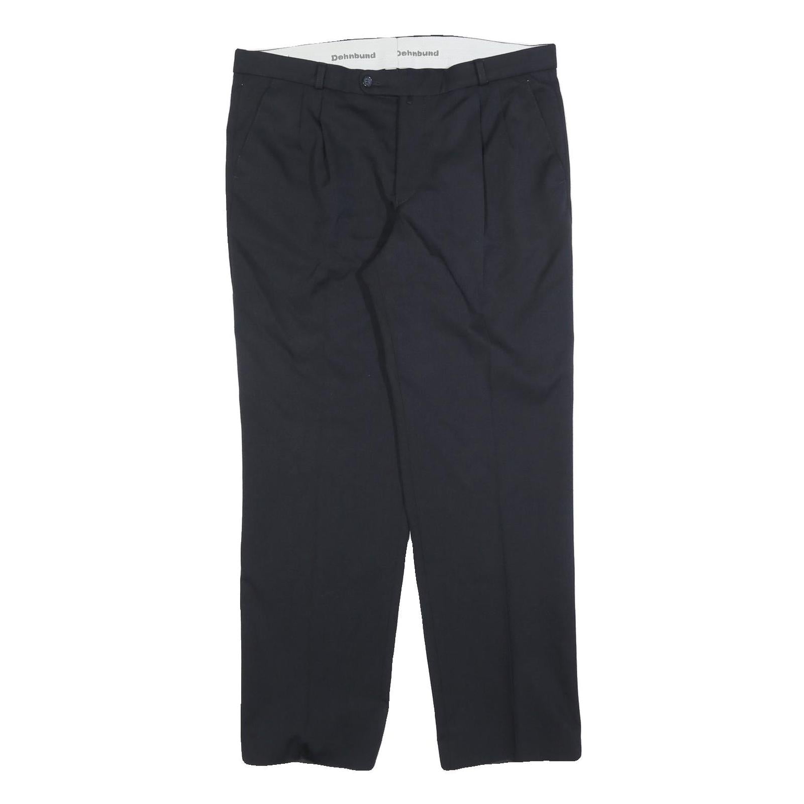 KINGFIELD Mens Wool Blend Navy Relaxed Straight Trousers W36 L30 Formal Smart