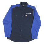 CARHARTT Mens Navy & Blue United Work Shirt M Durable Cotton Blend Button