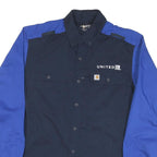 CARHARTT Mens Navy & Blue United Work Shirt M Durable Cotton Blend Button