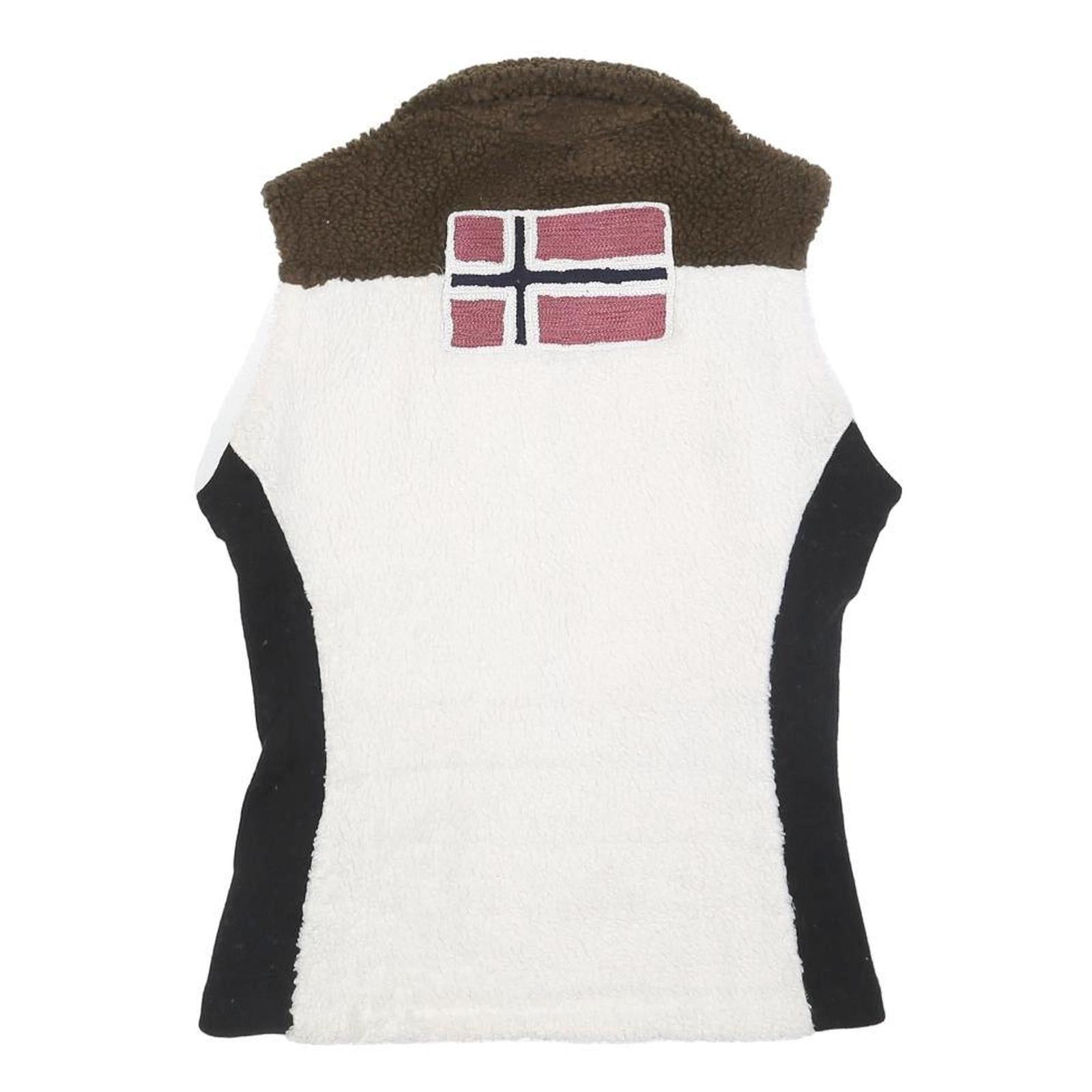 NAPAPIJRI Girls White Brown Burgundy Zip Jacket XL Polyester Blend Sherpa