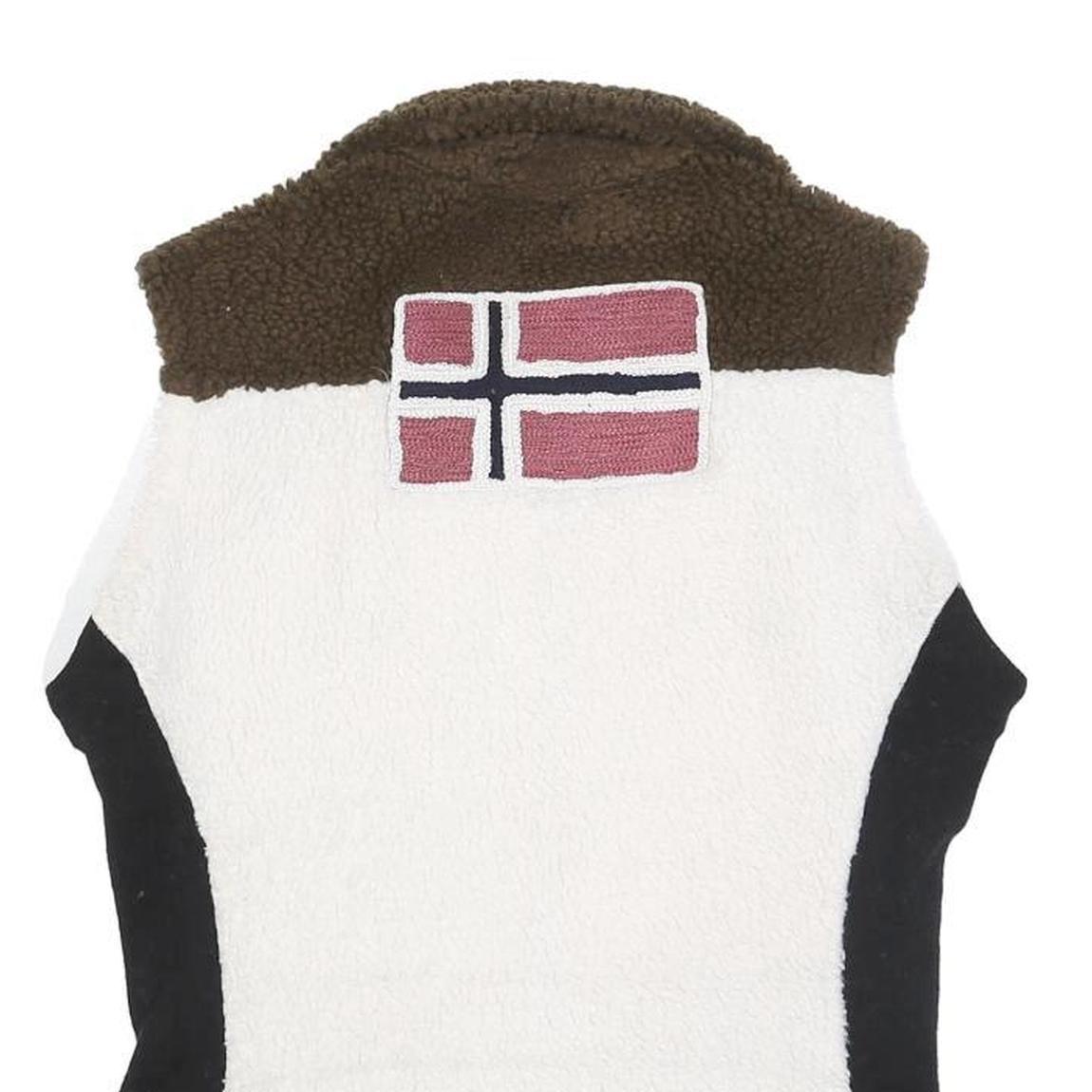 NAPAPIJRI Girls White Brown Burgundy Zip Jacket XL Polyester Blend Sherpa