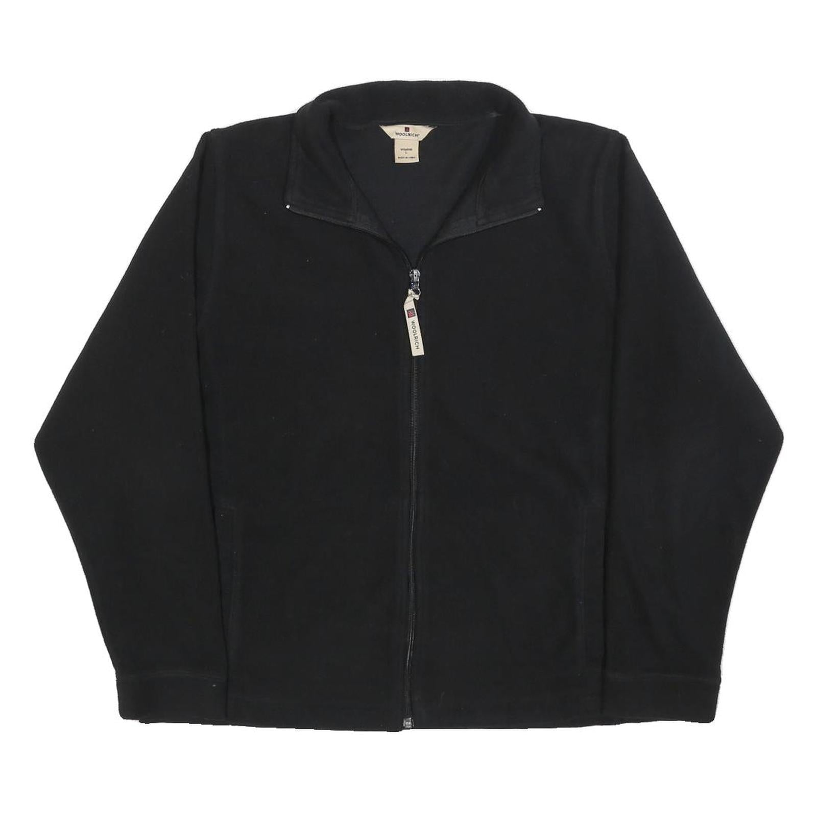 WOOLRICH Womens Black Jacket L Polyester Plain Zip Casual Outdoor Lightweight