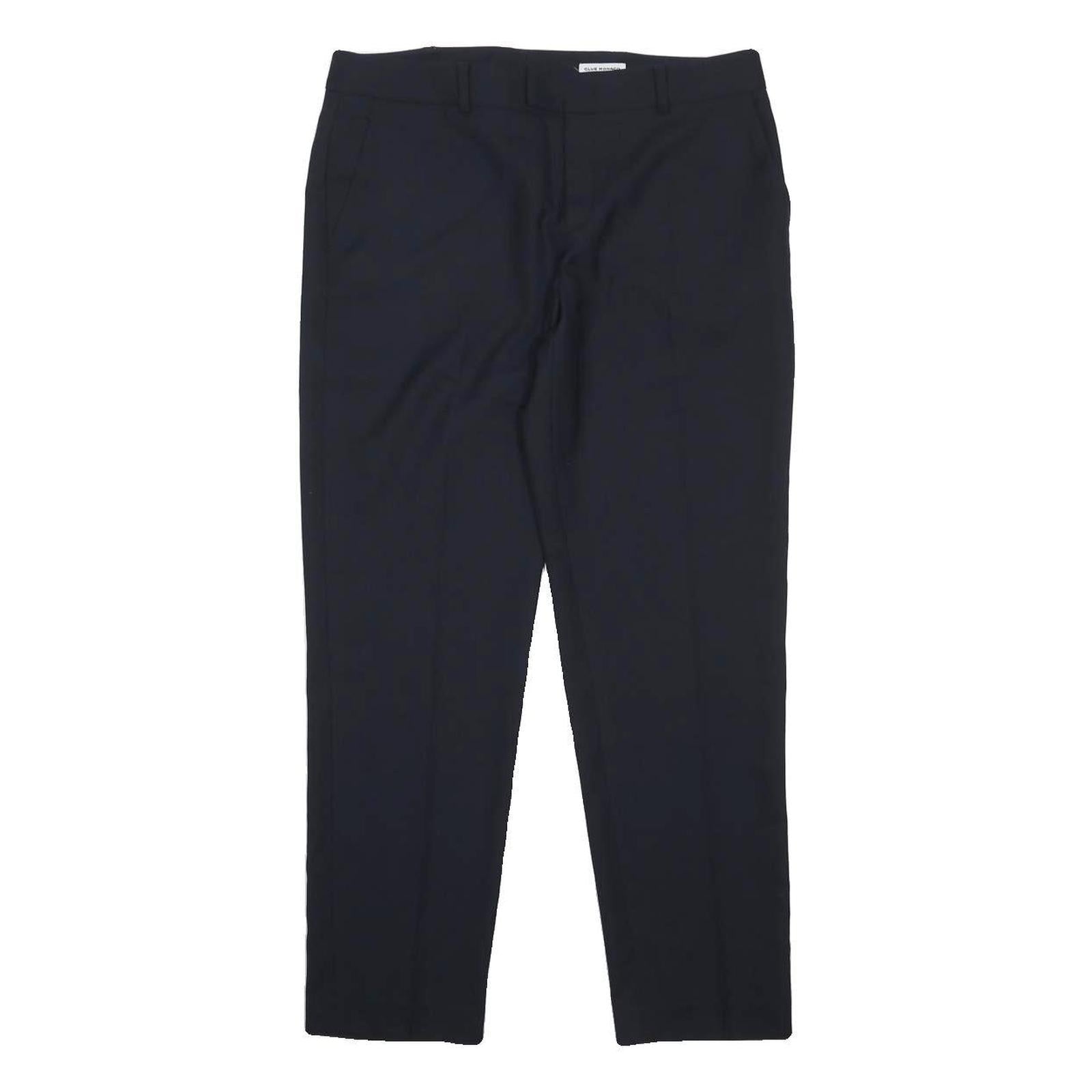 CLUB MONACO Womens Wool Blend Black Regular Straight Trousers W32 L28 Tailored