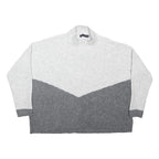 M&S Womens Grey & White Oversized Long Sleeve Roll Neck Acrylic Top XL Casual