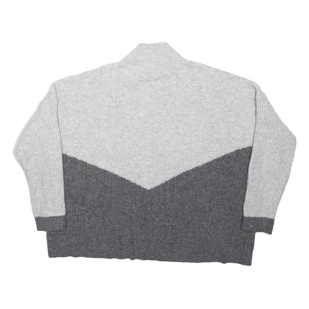 M&S Womens Grey & White Oversized Long Sleeve Roll Neck Acrylic Top XL Casual