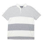 NAUTICA Mens White & Grey Striped Short Sleeve Polo Shirt XL Cotton Casual