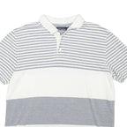 NAUTICA Mens White & Grey Striped Short Sleeve Polo Shirt XL Cotton Casual
