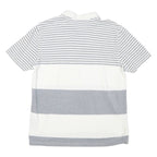 NAUTICA Mens White & Grey Striped Short Sleeve Polo Shirt XL Cotton Casual