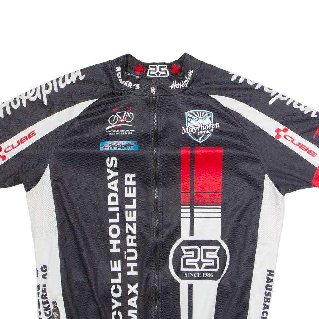 MAX HURZELER Full Zip Cycling Mens Jersey Black High Neck L