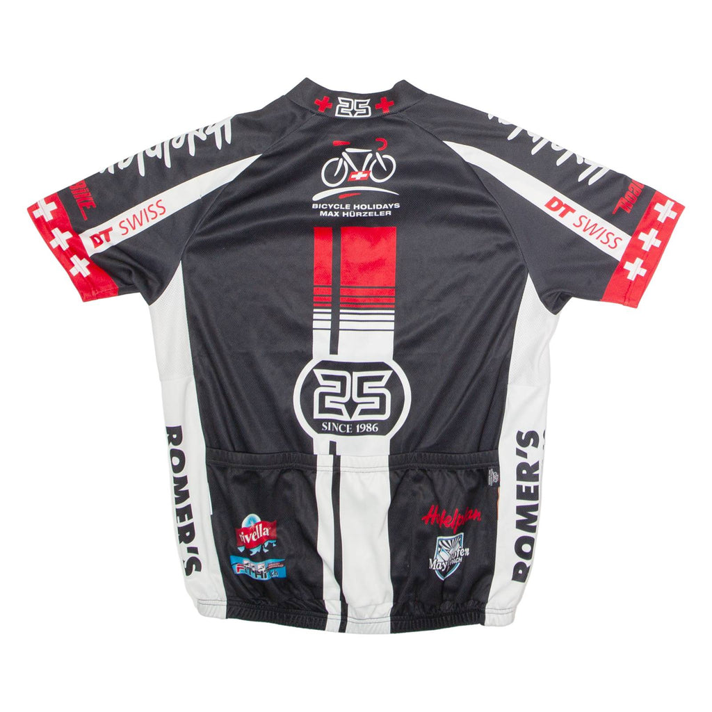 MAX HURZELER Full Zip Cycling Mens Jersey Black High Neck L