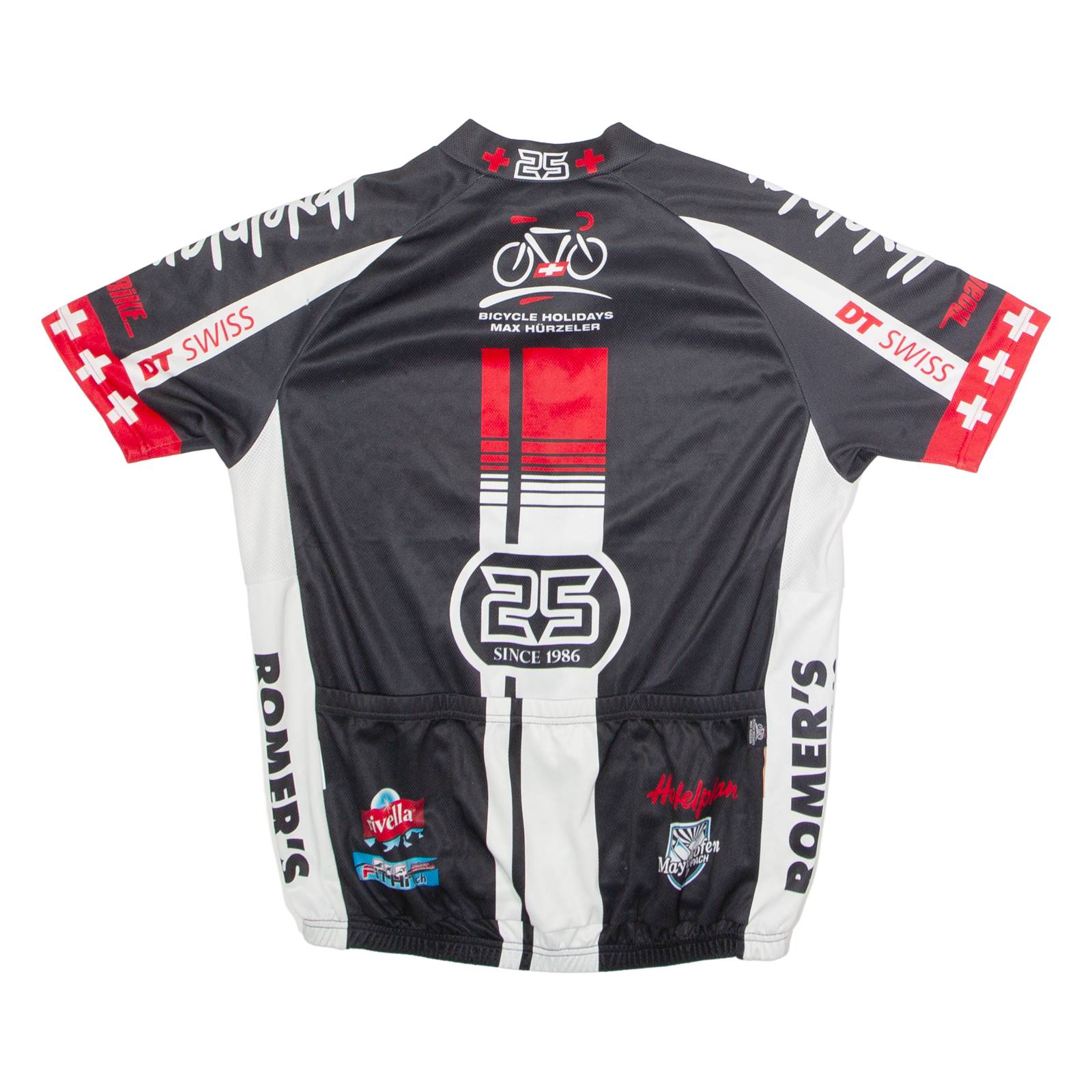 MAX HURZELER Full Zip Cycling Mens Jersey Black High Neck L