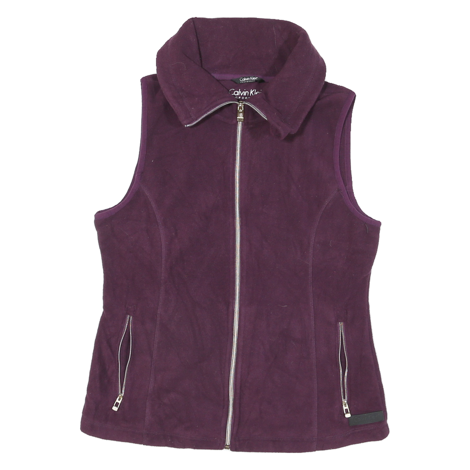 CALVIN KLEIN Womens Purple Outdoor Jacket M Polyester Blend Woven Sleeveless Zip