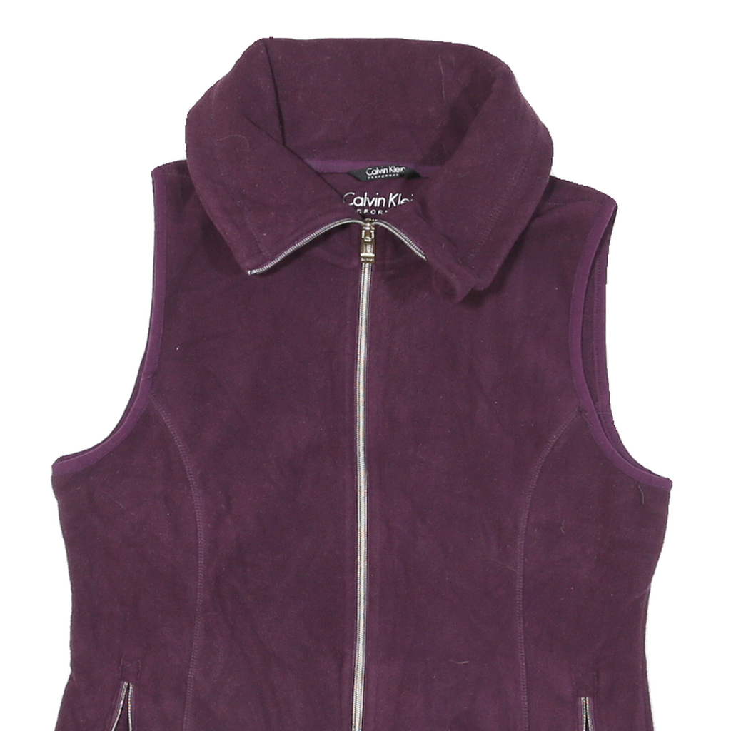 CALVIN KLEIN Womens Purple Outdoor Jacket M Polyester Blend Woven Sleeveless Zip