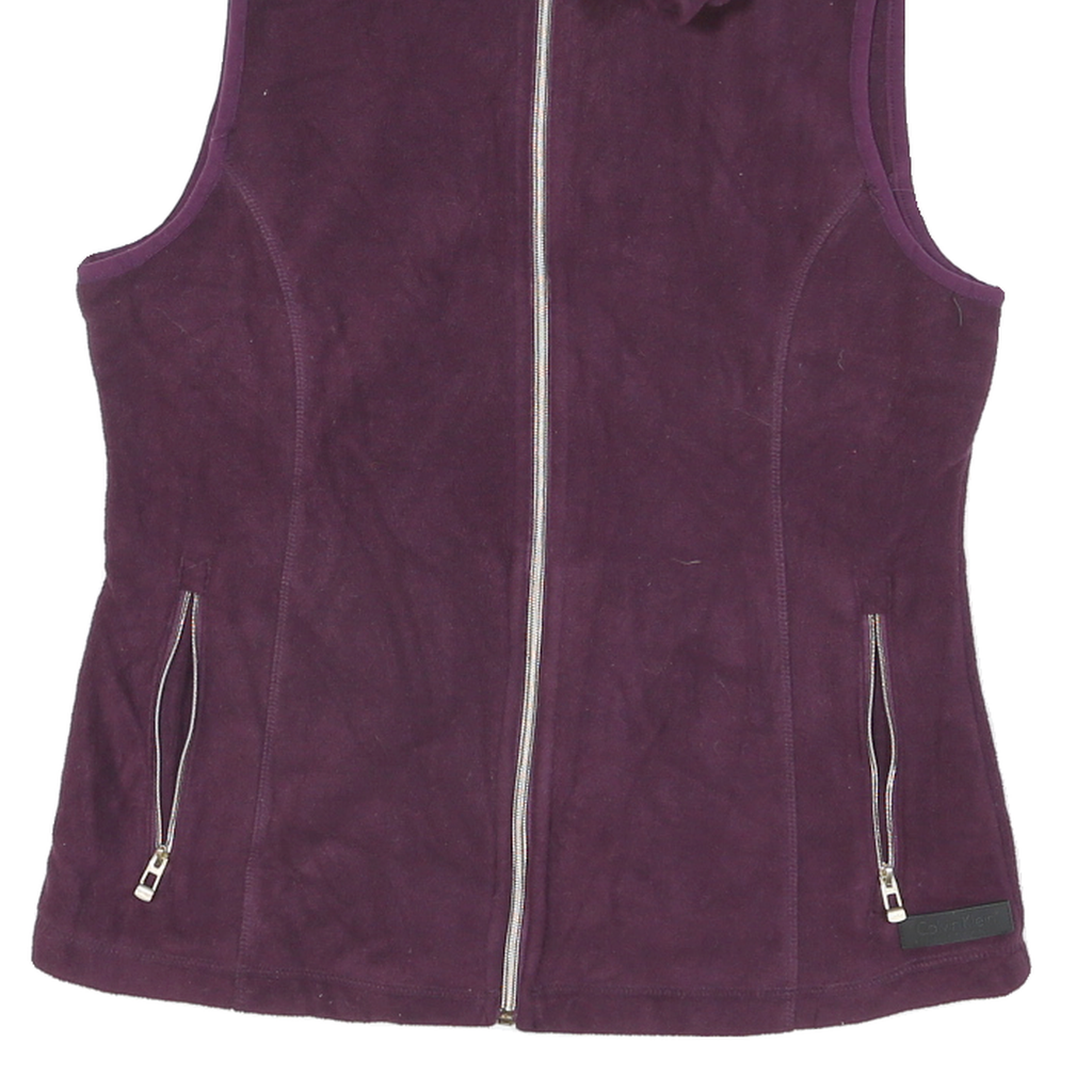 CALVIN KLEIN Womens Purple Outdoor Jacket M Polyester Blend Woven Sleeveless Zip
