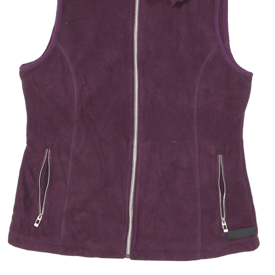 CALVIN KLEIN Womens Purple Outdoor Jacket M Polyester Blend Woven Sleeveless Zip