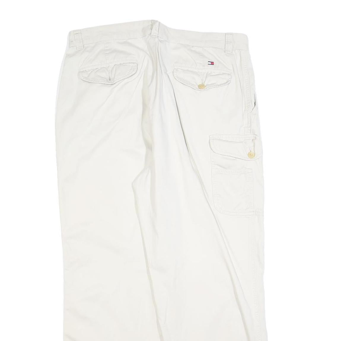 TOMMY HILFIGER Mens Cotton Blend White Regular Straight Trousers W34 L27 Casual