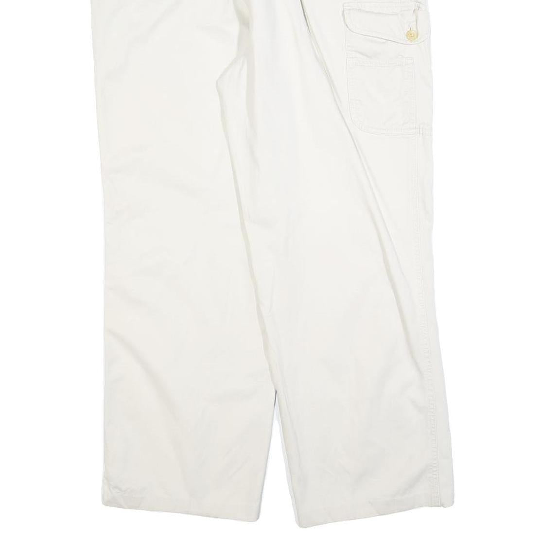 TOMMY HILFIGER Mens Cotton Blend White Regular Straight Trousers W34 L27 Casual