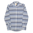 HUGO BOSS Mens Blue & White Check Shirt S Cotton Blend Casual Wear