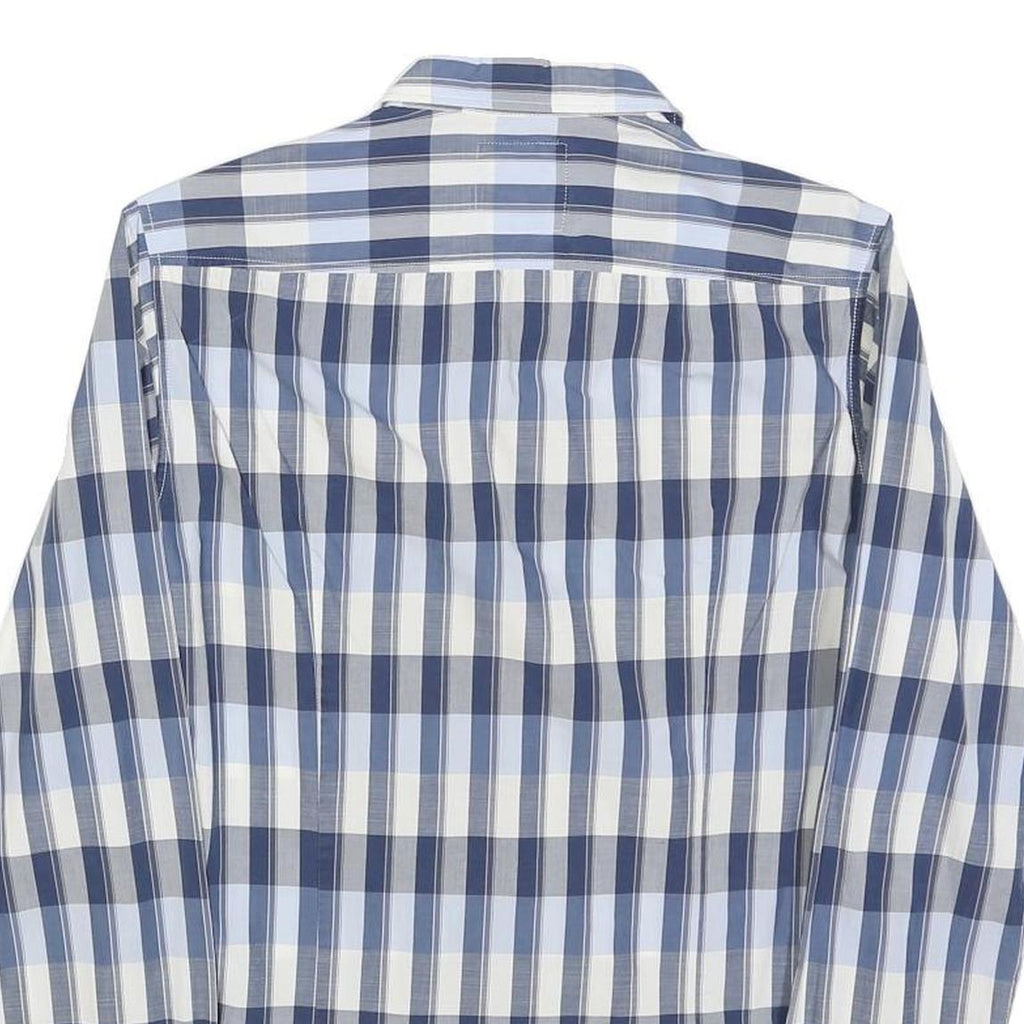 HUGO BOSS Mens Blue & White Check Shirt S Cotton Blend Casual Wear
