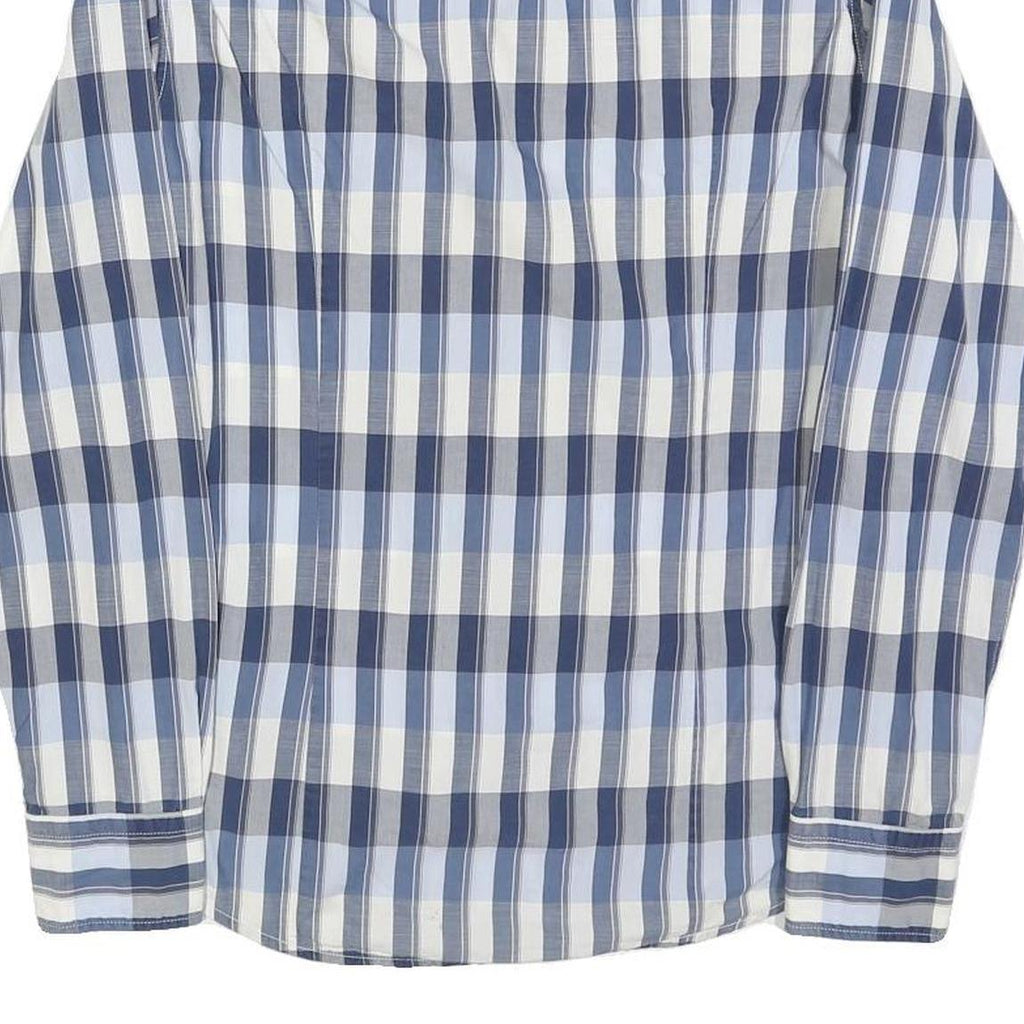 HUGO BOSS Mens Blue & White Check Shirt S Cotton Blend Casual Wear