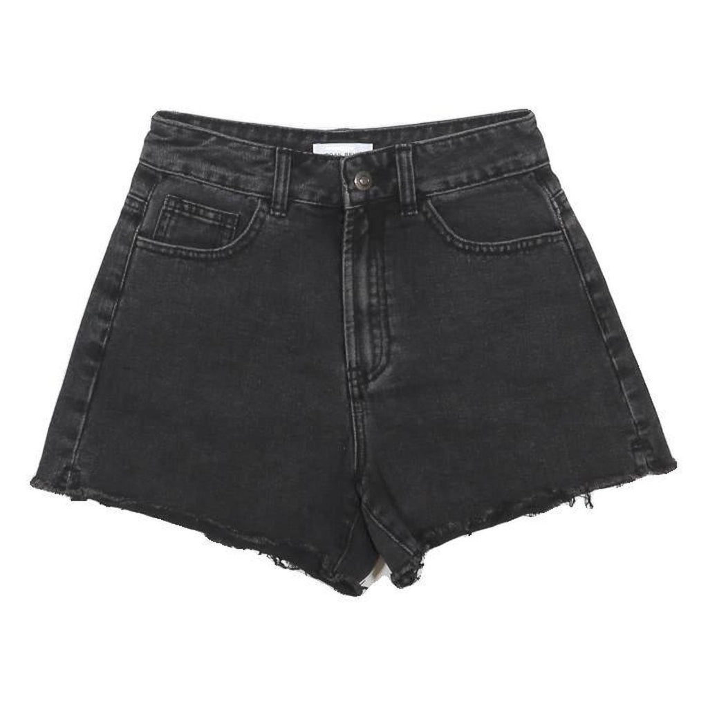URBAN REVIVO Womens Black Denim Casual Shorts XS W26 Raw Hem