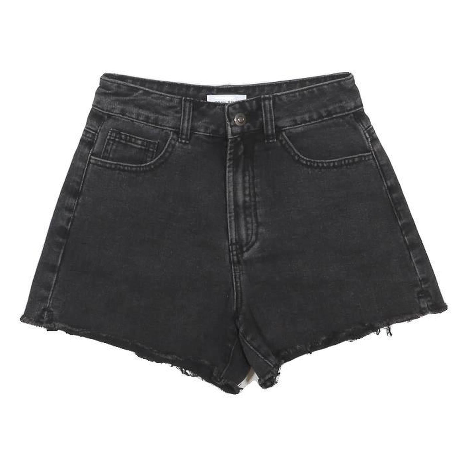 URBAN REVIVO Womens Black Denim Casual Shorts XS W26 Raw Hem