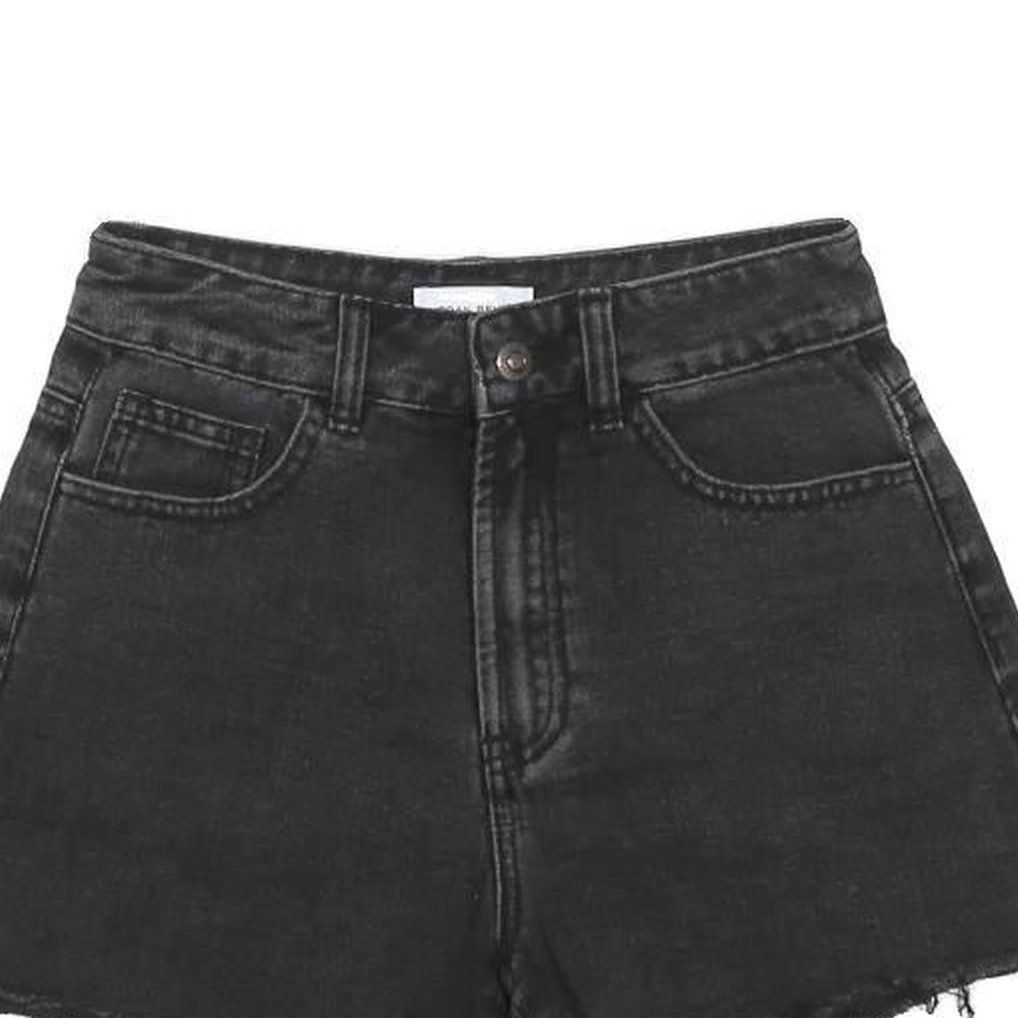 URBAN REVIVO Womens Black Denim Casual Shorts XS W26 Raw Hem