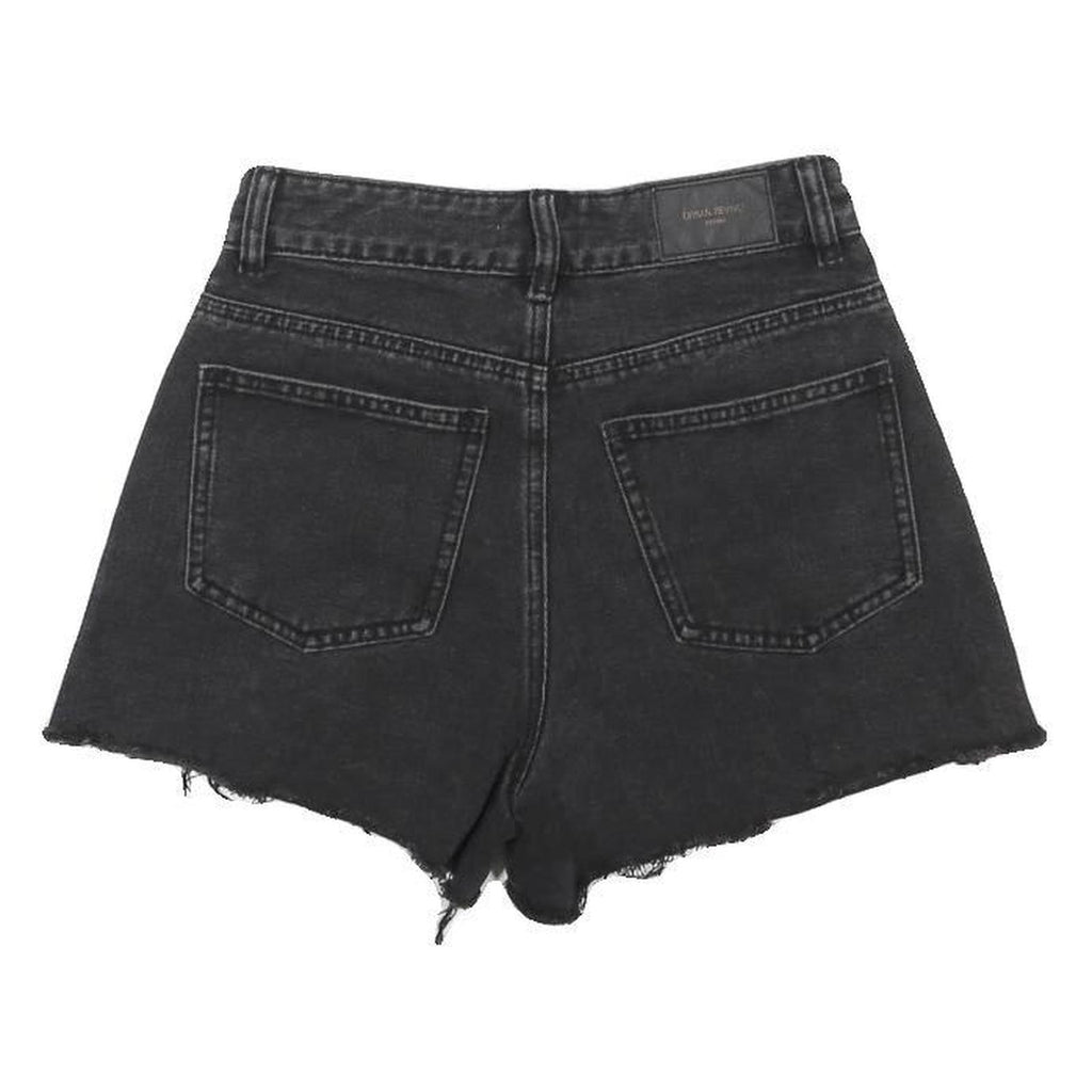 URBAN REVIVO Womens Black Denim Casual Shorts XS W26 Raw Hem