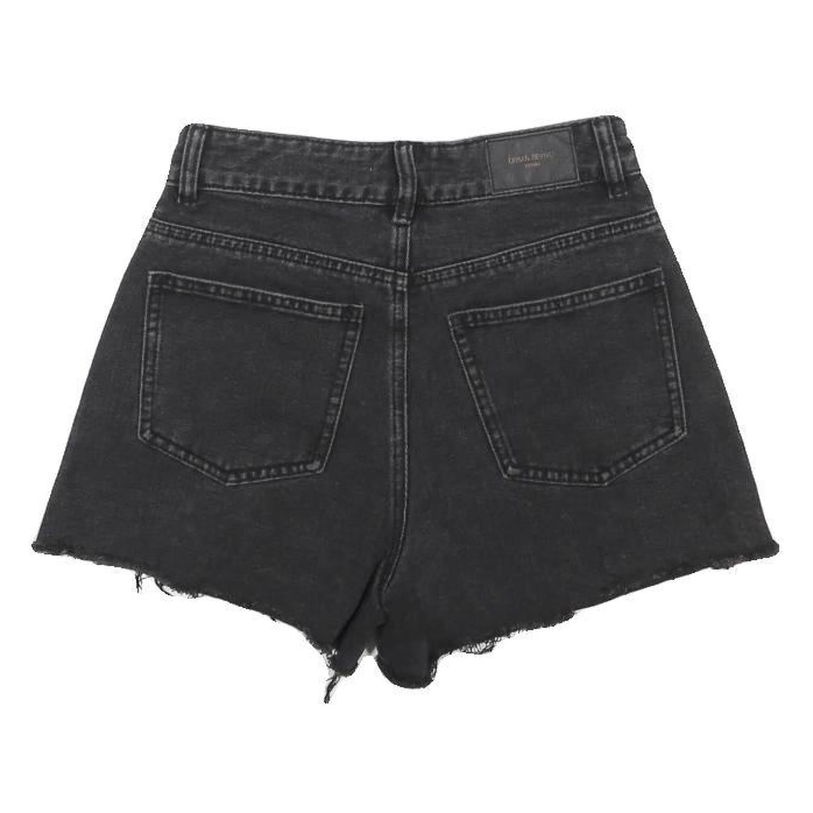 URBAN REVIVO Womens Black Denim Casual Shorts XS W26 Raw Hem