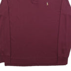 POLO RALPH LAUREN Mens Maroon Long Sleeve Plain M Cotton Polo Shirt Classic