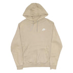NIKE Mens Beige Hoodie M Small Swoosh Logo Cotton Blend Pullover