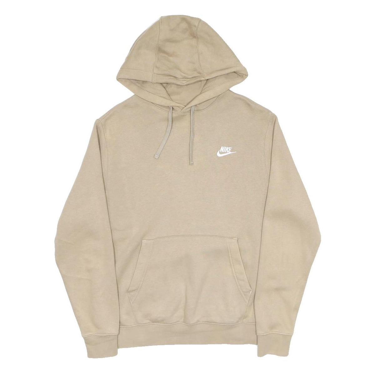 NIKE Mens Beige Hoodie M Small Swoosh Logo Cotton Blend Pullover